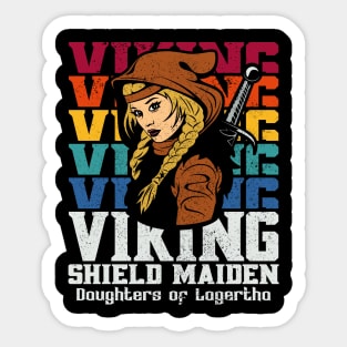 Daughters of Lagertha Vintage Viking Shield Maiden Sticker